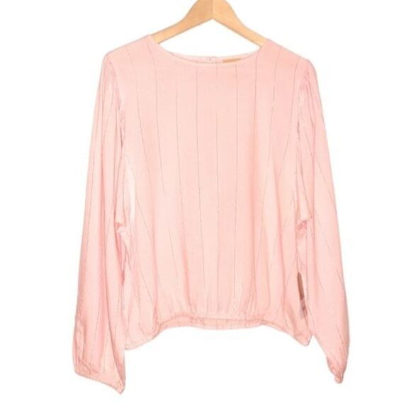 Thereabouts Blouse April Blush Rose Metallic Stripe Top Size Junior 3XL - Picture 1 of 16